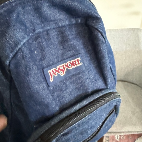 Vintage Y2K JanSport Mini Backpack Small Blue Jean Denim Daypack Micro 3 Pocket main image 4